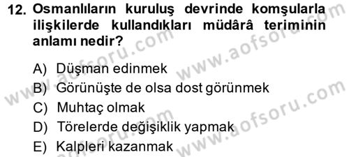 Osmanlı Diplomasisi Dersi Ara Sınavı Deneme Sınav Soruları 12. Soru