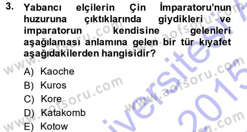 Osmanlı Diplomasisi Dersi Ara Sınavı Deneme Sınav Soruları 3. Soru