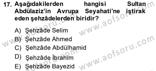 Osmanlı Diplomasisi Dersi 2014 - 2015 Yılı (Final) Dönem Sonu Sınav Soruları 17. Soru