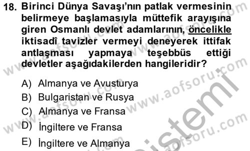 Osmanlı Diplomasisi Dersi 2014 - 2015 Yılı (Final) Dönem Sonu Sınav Soruları 18. Soru