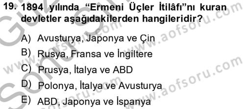 Osmanlı Diplomasisi Dersi 2014 - 2015 Yılı (Final) Dönem Sonu Sınav Soruları 19. Soru