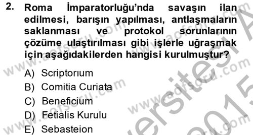 Osmanlı Diplomasisi Dersi 2014 - 2015 Yılı (Final) Dönem Sonu Sınav Soruları 2. Soru