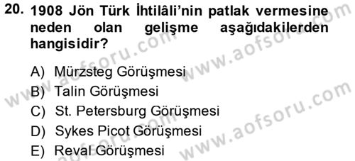 Osmanlı Diplomasisi Dersi 2014 - 2015 Yılı (Final) Dönem Sonu Sınav Soruları 20. Soru