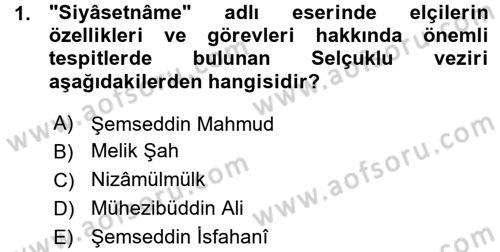 Osmanlı Diplomasisi Dersi Ara Sınavı Deneme Sınav Soruları 1. Soru