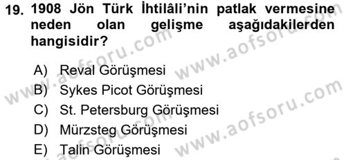 Osmanlı Diplomasisi Dersi 2015 - 2016 Yılı (Final) Dönem Sonu Sınav Soruları 19. Soru