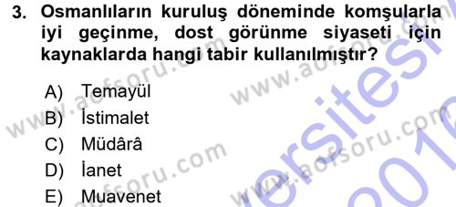Osmanlı Diplomasisi Dersi 2015 - 2016 Yılı (Final) Dönem Sonu Sınav Soruları 3. Soru