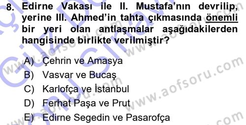 Osmanlı Diplomasisi Dersi 2015 - 2016 Yılı (Final) Dönem Sonu Sınav Soruları 8. Soru