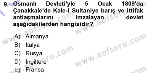 Osmanlı Diplomasisi Dersi 2015 - 2016 Yılı (Final) Dönem Sonu Sınav Soruları 9. Soru
