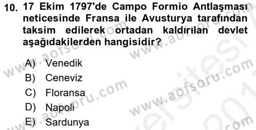 Osmanlı Diplomasisi Dersi 2016 - 2017 Yılı (Final) Dönem Sonu Sınav Soruları 10. Soru