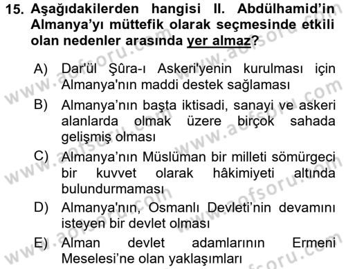 Osmanlı Diplomasisi Dersi 2016 - 2017 Yılı (Final) Dönem Sonu Sınav Soruları 15. Soru