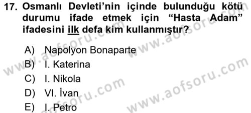 Osmanlı Diplomasisi Dersi 2016 - 2017 Yılı (Final) Dönem Sonu Sınav Soruları 17. Soru