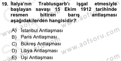 Osmanlı Diplomasisi Dersi 2016 - 2017 Yılı (Final) Dönem Sonu Sınav Soruları 19. Soru