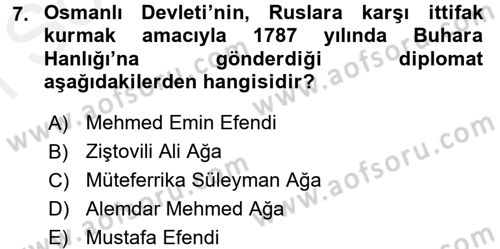 Osmanlı Diplomasisi Dersi 2016 - 2017 Yılı (Final) Dönem Sonu Sınav Soruları 7. Soru