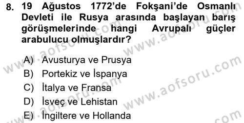Osmanlı Diplomasisi Dersi 2016 - 2017 Yılı (Final) Dönem Sonu Sınav Soruları 8. Soru