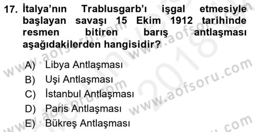 Osmanlı Diplomasisi Dersi 2017 - 2018 Yılı 3 Ders Sınav Soruları 17. Soru