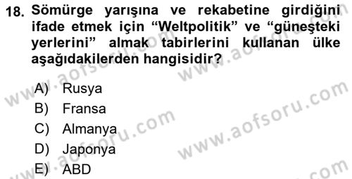 Osmanlı Diplomasisi Dersi 2017 - 2018 Yılı 3 Ders Sınav Soruları 18. Soru