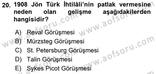 Osmanlı Diplomasisi Dersi 2017 - 2018 Yılı 3 Ders Sınav Soruları 20. Soru