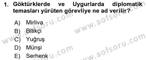 Osmanlı Diplomasisi Dersi 2017 - 2018 Yılı (Vize) Ara Sınav Soruları 1. Soru