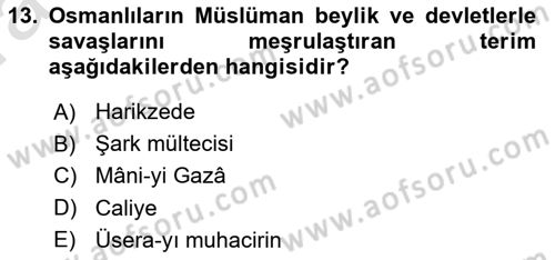 Osmanlı Diplomasisi Dersi Ara Sınavı Deneme Sınav Soruları 13. Soru