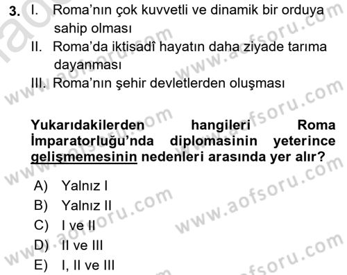 Osmanlı Diplomasisi Dersi 2017 - 2018 Yılı (Vize) Ara Sınav Soruları 3. Soru