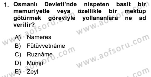 Osmanlı Diplomasisi Dersi 2017 - 2018 Yılı (Final) Dönem Sonu Sınav Soruları 1. Soru
