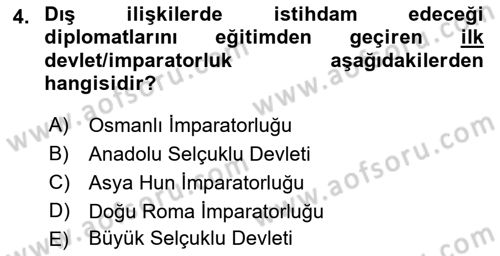 Osmanlı Diplomasisi Dersi 2017 - 2018 Yılı (Final) Dönem Sonu Sınav Soruları 4. Soru