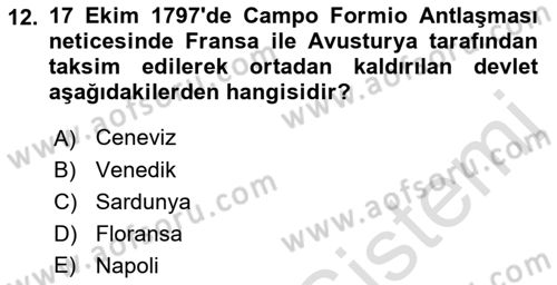 Osmanlı Diplomasisi Dersi 2018 - 2019 Yılı 3 Ders Sınav Soruları 12. Soru