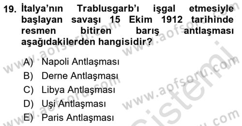 Osmanlı Diplomasisi Dersi 2018 - 2019 Yılı 3 Ders Sınav Soruları 19. Soru
