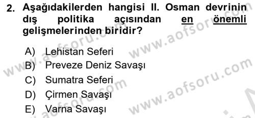 Osmanlı Diplomasisi Dersi 2018 - 2019 Yılı 3 Ders Sınav Soruları 2. Soru