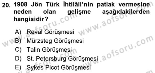 Osmanlı Diplomasisi Dersi 2018 - 2019 Yılı 3 Ders Sınav Soruları 20. Soru