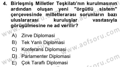 Osmanlı Diplomasisi Dersi 2018 - 2019 Yılı 3 Ders Sınav Soruları 4. Soru
