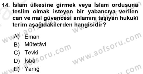 Osmanlı Diplomasisi Dersi Ara Sınavı Deneme Sınav Soruları 14. Soru