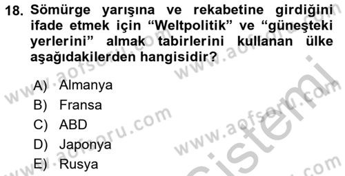 Osmanlı Diplomasisi Dersi 2018 - 2019 Yılı Yaz Okulu Sınav Soruları 18. Soru