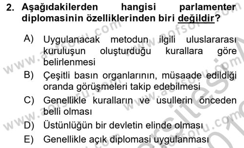 Osmanlı Diplomasisi Dersi 2018 - 2019 Yılı Yaz Okulu Sınav Soruları 2. Soru