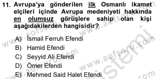 Osmanlı Diplomasisi Dersi 2019 - 2020 Yılı (Final) Dönem Sonu Sınav Soruları 11. Soru