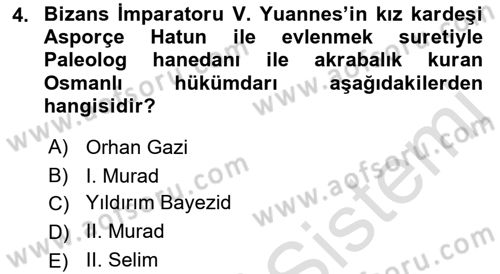 Osmanlı Diplomasisi Dersi 2019 - 2020 Yılı (Final) Dönem Sonu Sınav Soruları 4. Soru