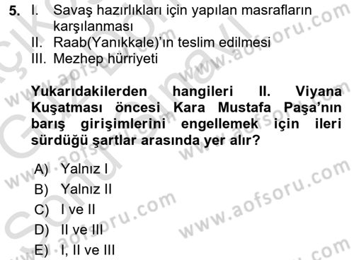 Osmanlı Diplomasisi Dersi 2019 - 2020 Yılı (Final) Dönem Sonu Sınav Soruları 5. Soru
