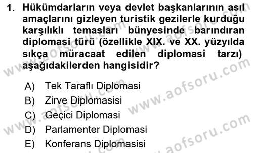 Osmanlı Diplomasisi Dersi 2020 - 2021 Yılı Yaz Okulu Sınav Soruları 1. Soru
