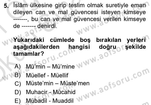 Osmanlı Diplomasisi Dersi 2020 - 2021 Yılı Yaz Okulu Sınav Soruları 5. Soru