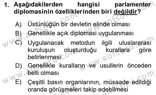Osmanlı Diplomasisi Dersi Ara Sınavı Deneme Sınav Soruları 1. Soru