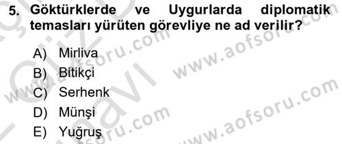 Osmanlı Diplomasisi Dersi Ara Sınavı Deneme Sınav Soruları 5. Soru