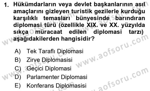 Osmanlı Diplomasisi Dersi 2021 - 2022 Yılı (Final) Dönem Sonu Sınav Soruları 1. Soru