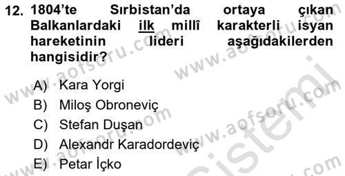 Osmanlı Diplomasisi Dersi 2021 - 2022 Yılı (Final) Dönem Sonu Sınav Soruları 12. Soru