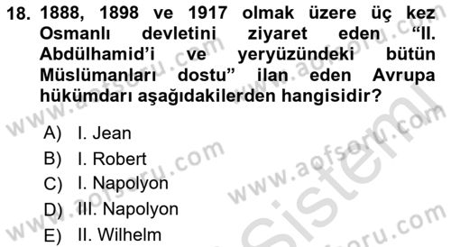 Osmanlı Diplomasisi Dersi 2021 - 2022 Yılı (Final) Dönem Sonu Sınav Soruları 18. Soru