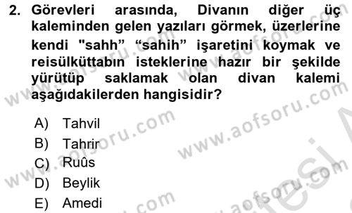 Osmanlı Diplomasisi Dersi 2021 - 2022 Yılı (Final) Dönem Sonu Sınav Soruları 2. Soru