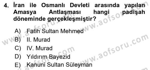 Osmanlı Diplomasisi Dersi 2021 - 2022 Yılı (Final) Dönem Sonu Sınav Soruları 4. Soru