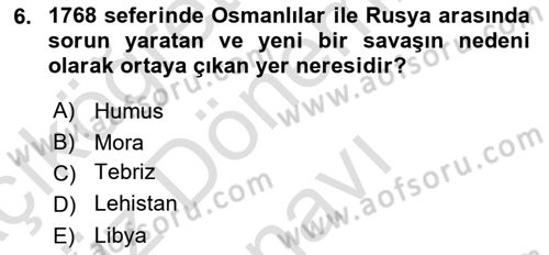 Osmanlı Diplomasisi Dersi 2021 - 2022 Yılı (Final) Dönem Sonu Sınav Soruları 6. Soru