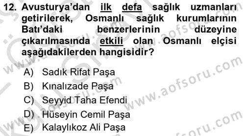 Osmanlı Diplomasisi Dersi 2021 - 2022 Yılı Yaz Okulu Sınav Soruları 12. Soru