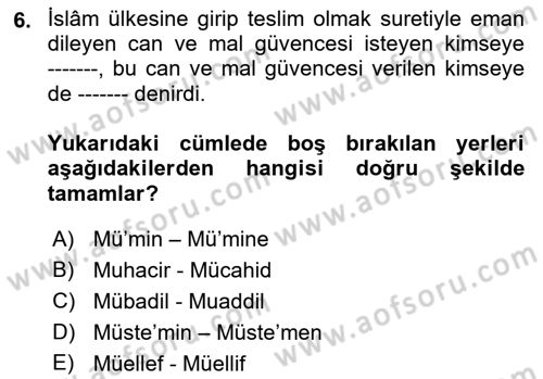 Osmanlı Diplomasisi Dersi 2021 - 2022 Yılı Yaz Okulu Sınav Soruları 6. Soru