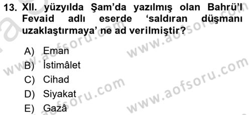 Osmanlı Diplomasisi Dersi Ara Sınavı Deneme Sınav Soruları 13. Soru